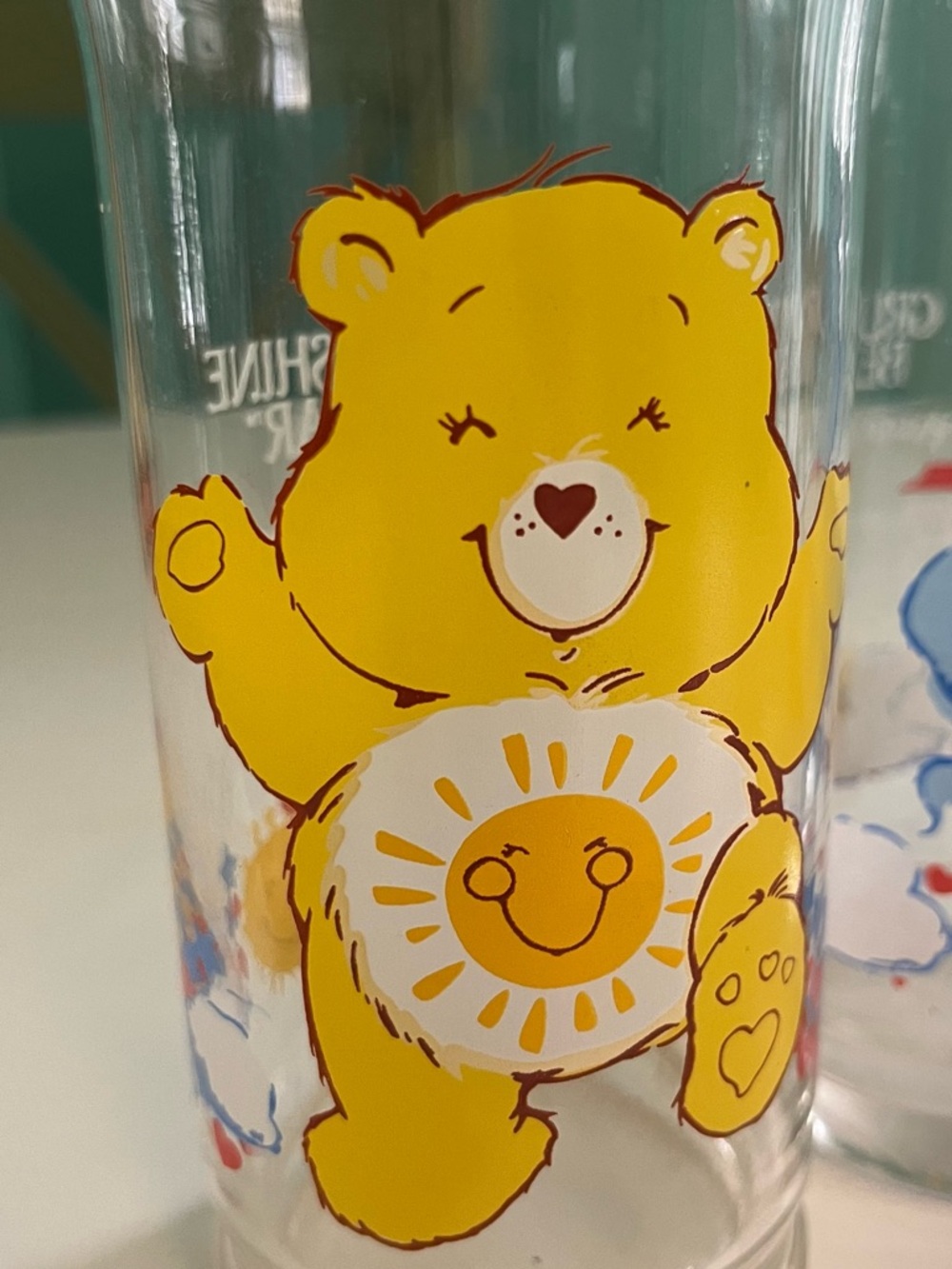 Care Bears 4 Piece Glass Set — Yellow, Blue, Orange, Pink Bears Pizza Hut - Picture 2 of 9